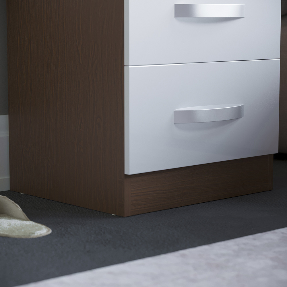 Vida Designs Hulio 2 Drawer Walnut and White Bedside Table Image 4