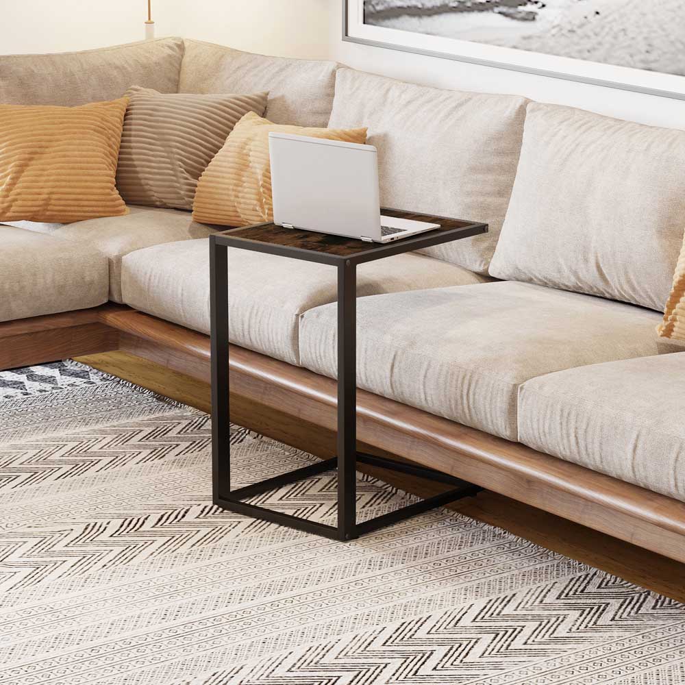 Portland Brown and Black C Shaped Side Table Image 4