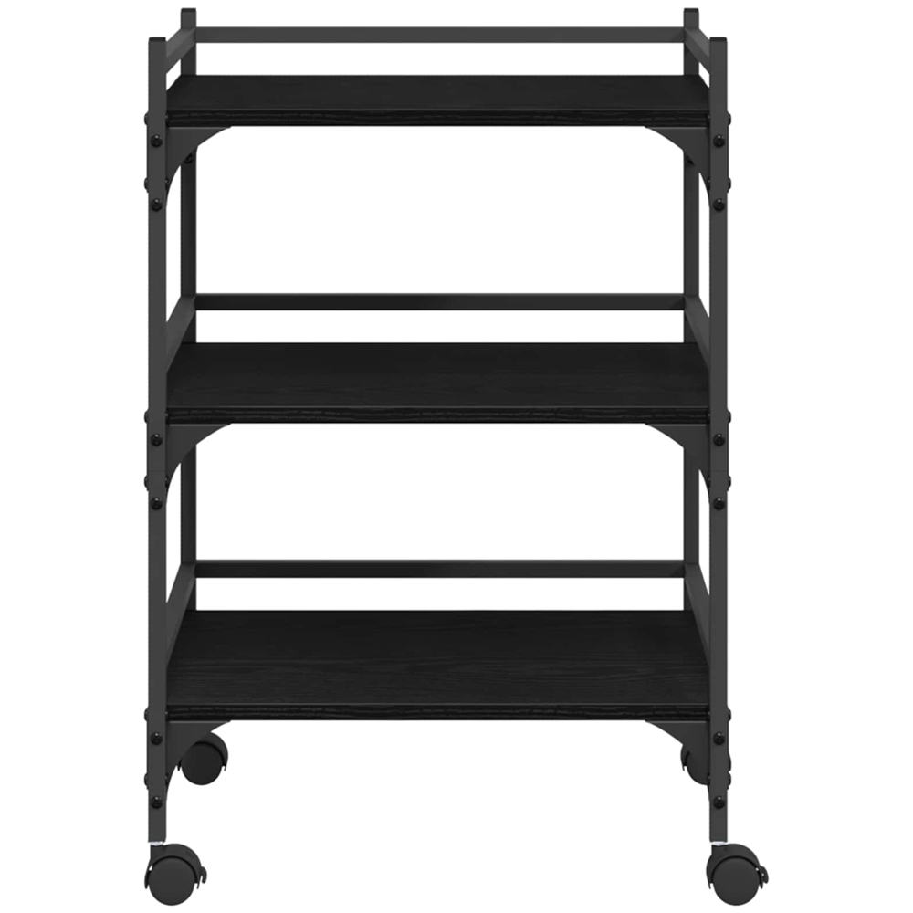 vidaXL 3 Shelf Black Oak Kitchen Trolley Image 6