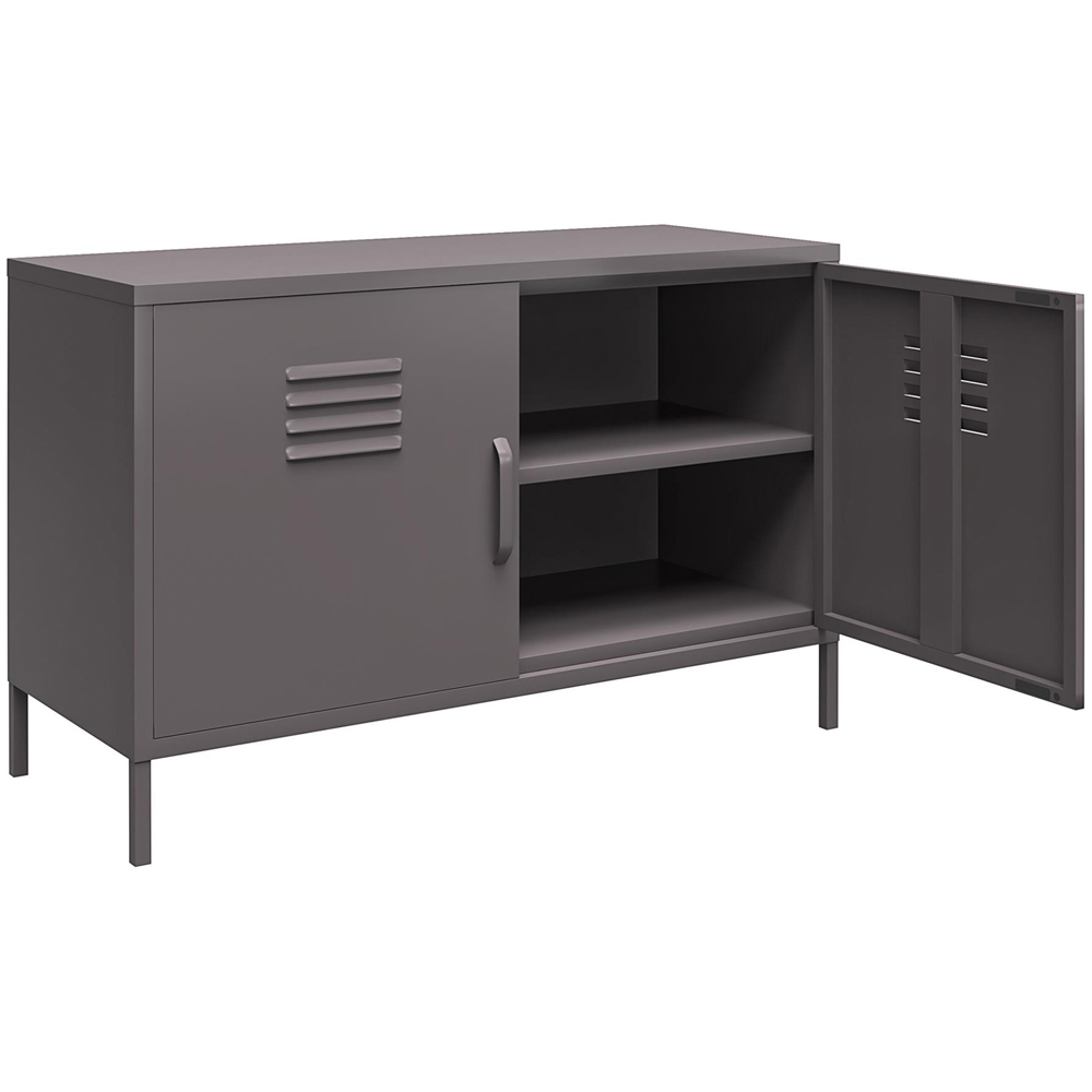 Dorel Bradford 2 Door 2 Shelf Grey Metal Accent Cabinet Image 4