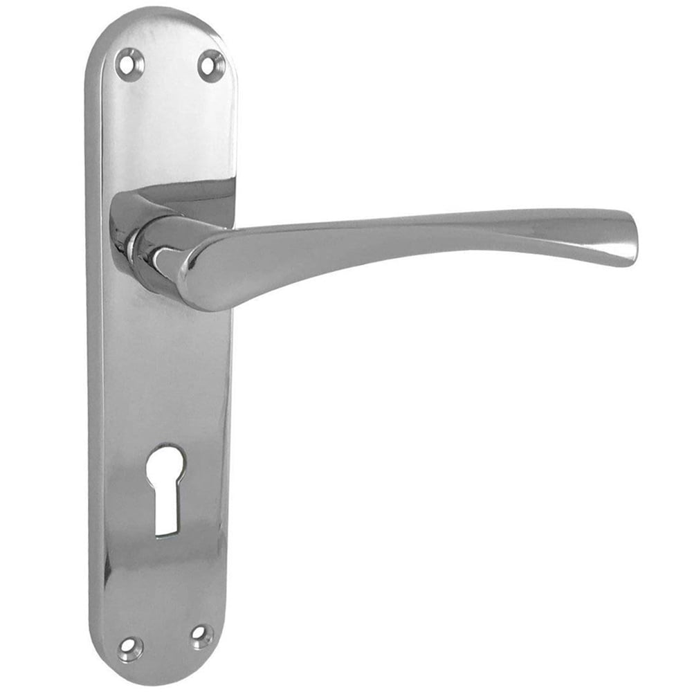 Golden Grace Polished Chrome Astrid Lever Lock Door Handle Set 182 x 45mm Image