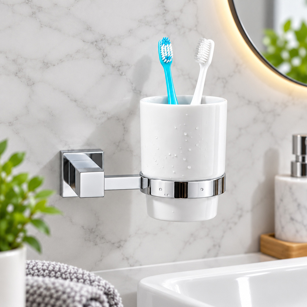 Go Bathrooms Froma Chrome Ceramic Wall Mounted Tumbler with Holder Image 3