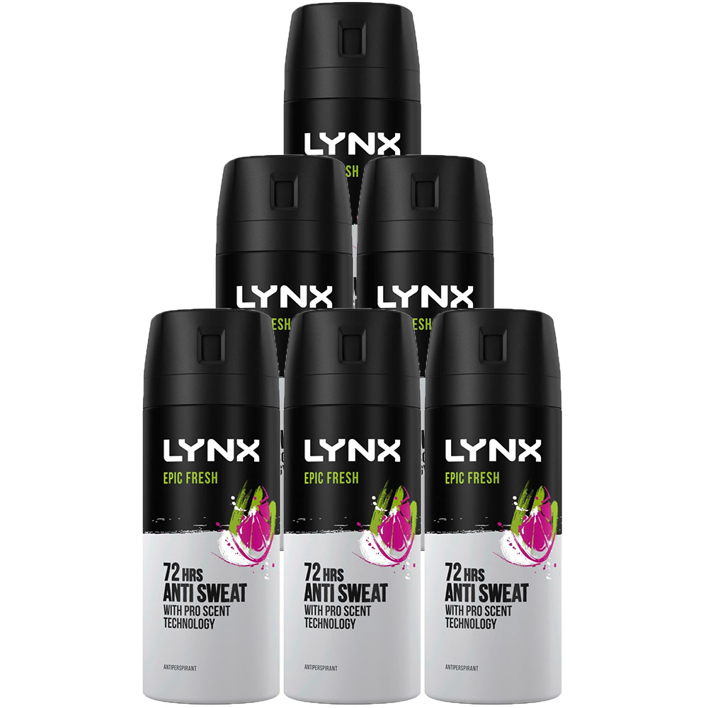 Lynx Epic Fresh Anti Perspirant Deodorant Case of 6 x 150ml Wilko