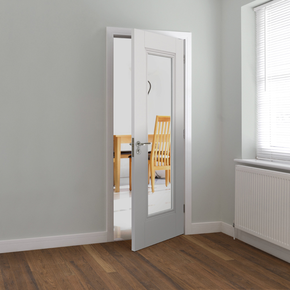 JB Kind Belton White Primed Glazed Internal Door 1981 x 762mm Image 2