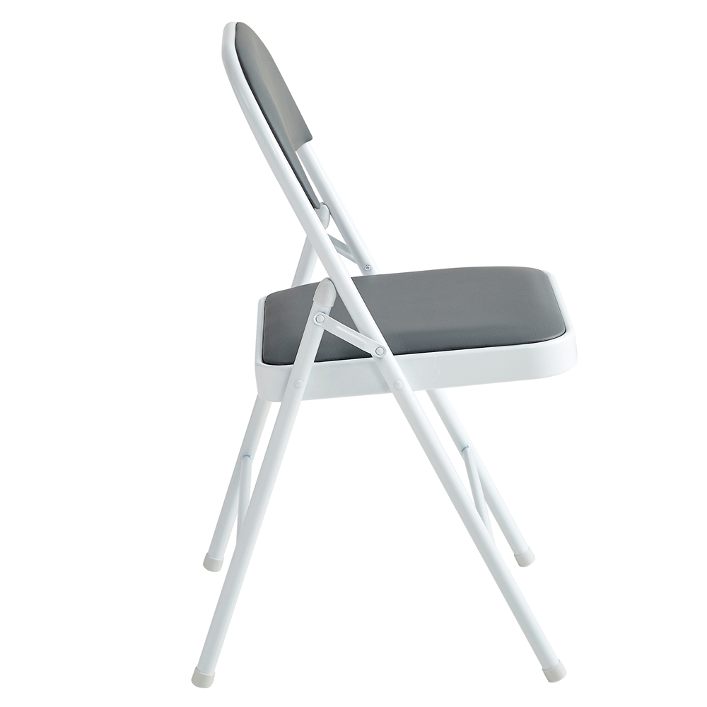 Set of 2 Grey Padded Folding Metal Dining Chairs Image 4