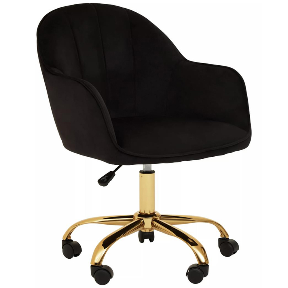 Interiors by Premier Brent Black and Gold Swivel Home Office Chair Image 2