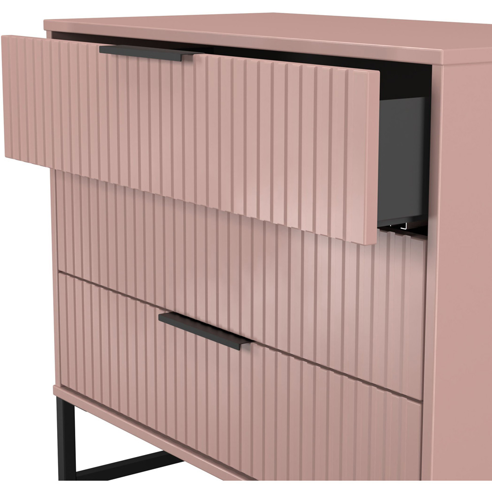Crowndale Fluted 3 Drawer Kobe Pink Chest of Drawers Ready Assembled Image 6