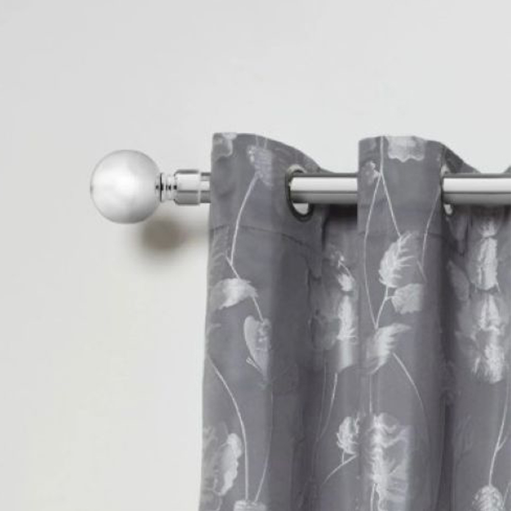 New Edge Blinds Sphere 160-300cm Extendable Chrome Eyelet Metal Curtain Pole Set Image 2