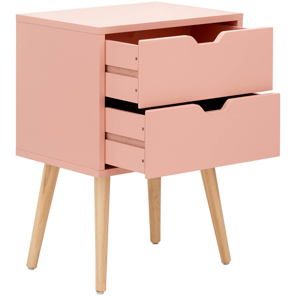 GFW Nyborg 2 Drawer Coral Pink Bedside Table Image 4
