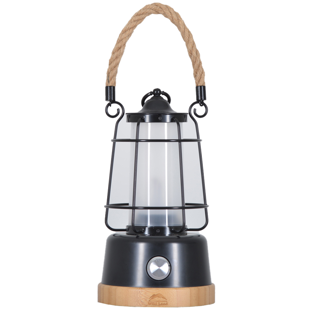 Callow Black 12W Portable Rechargeable LED Lantern with Hemp Rope Handle Image 1