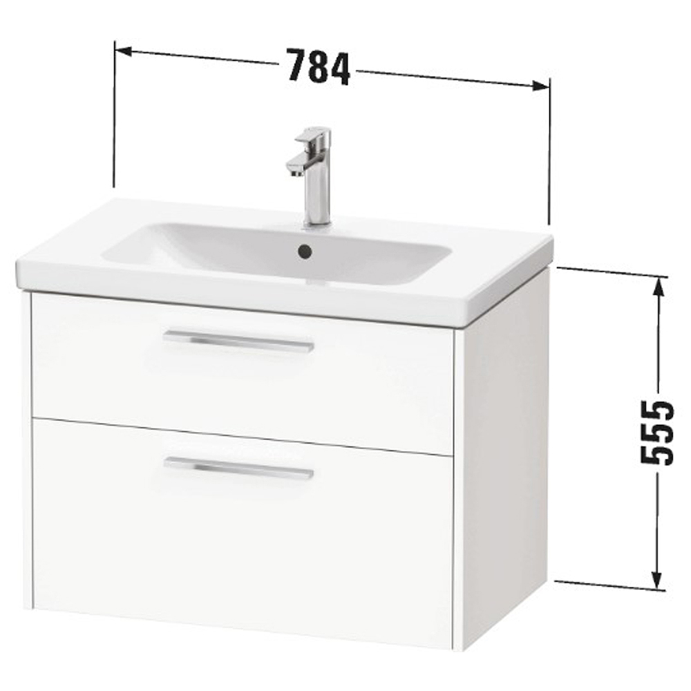 Duravit D-Code 2 Drawer Pale Green Wall Hung Vanity Unit with Black Handle 784 x 460mm Image 2