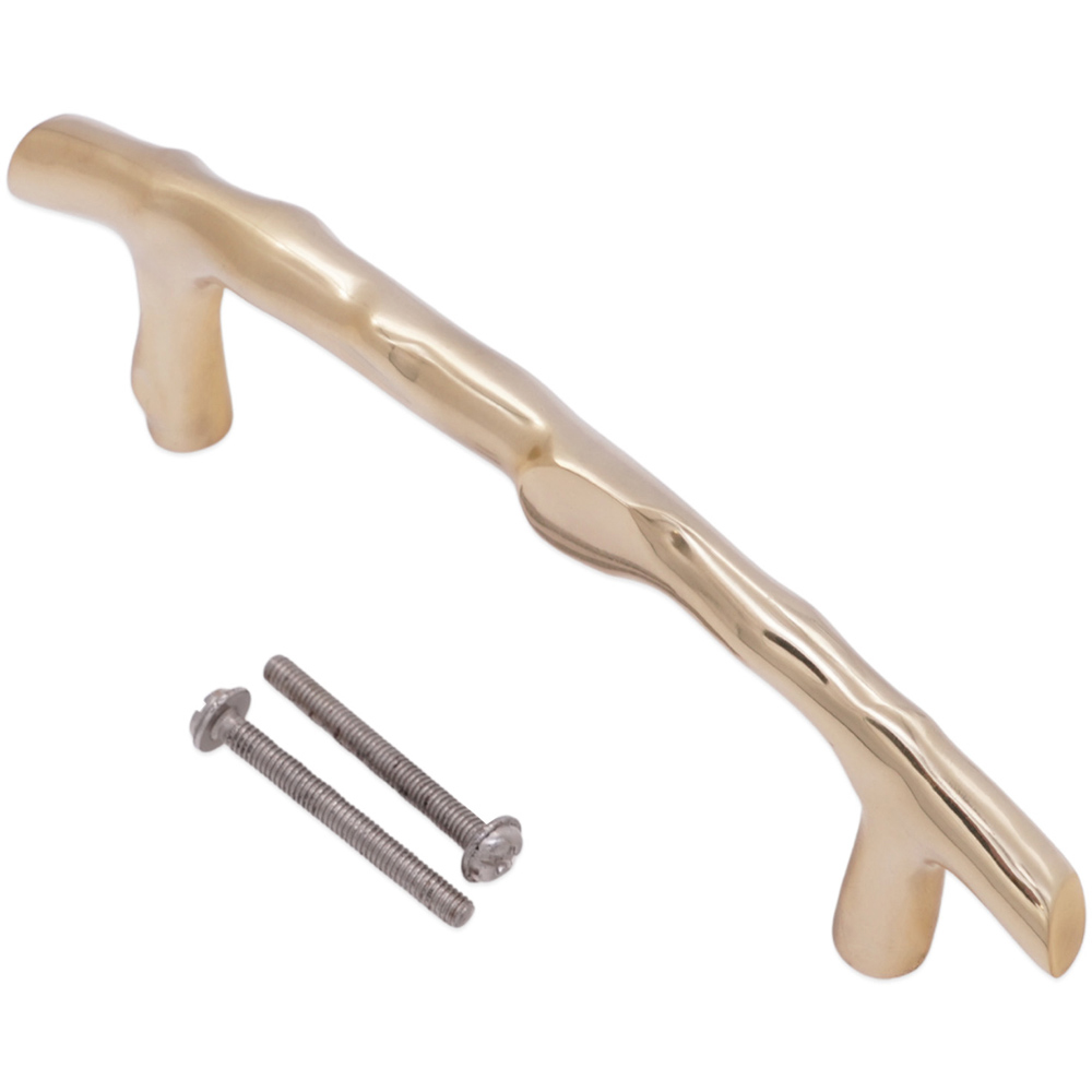 Spira Brass Bamboo Polished Brass Cabinet Pull Handle 150mm Image 4