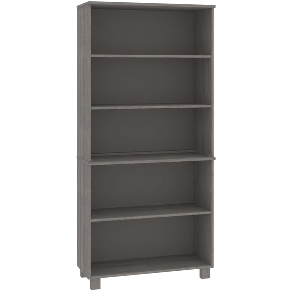 vidaXL Hamar 5 Shelf Light Grey Solid Wood Pine Highboard Image 2