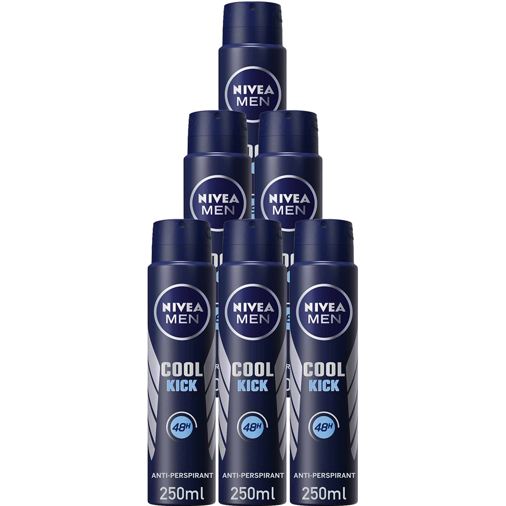 Nivea Men Cool Kick Anti Perspirant Deodorant Spray Case of 6 x 250ml Image 1