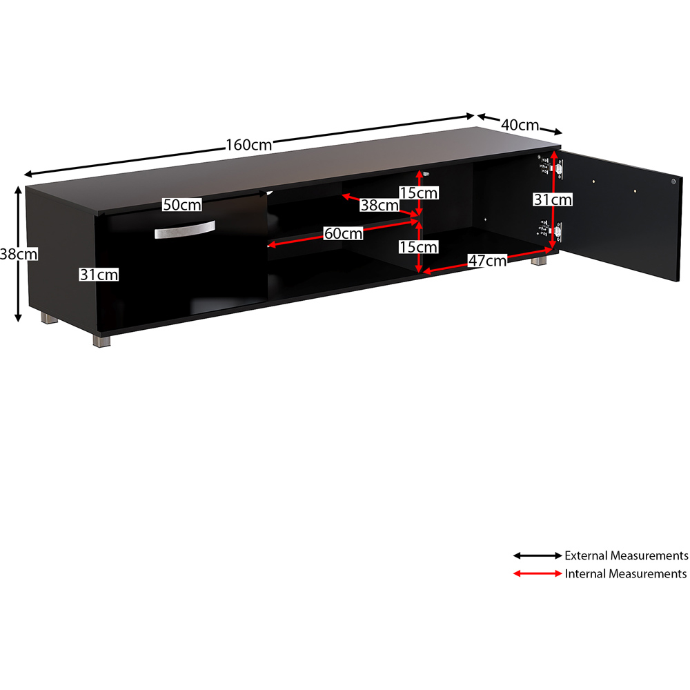 Vida Designs Cosmo 2 Door 2 Shelf Black TV Unit Image 9
