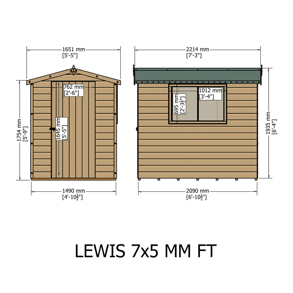 Shire Lewis 7 x 5ft Wooden Shiplap Shed Image 4