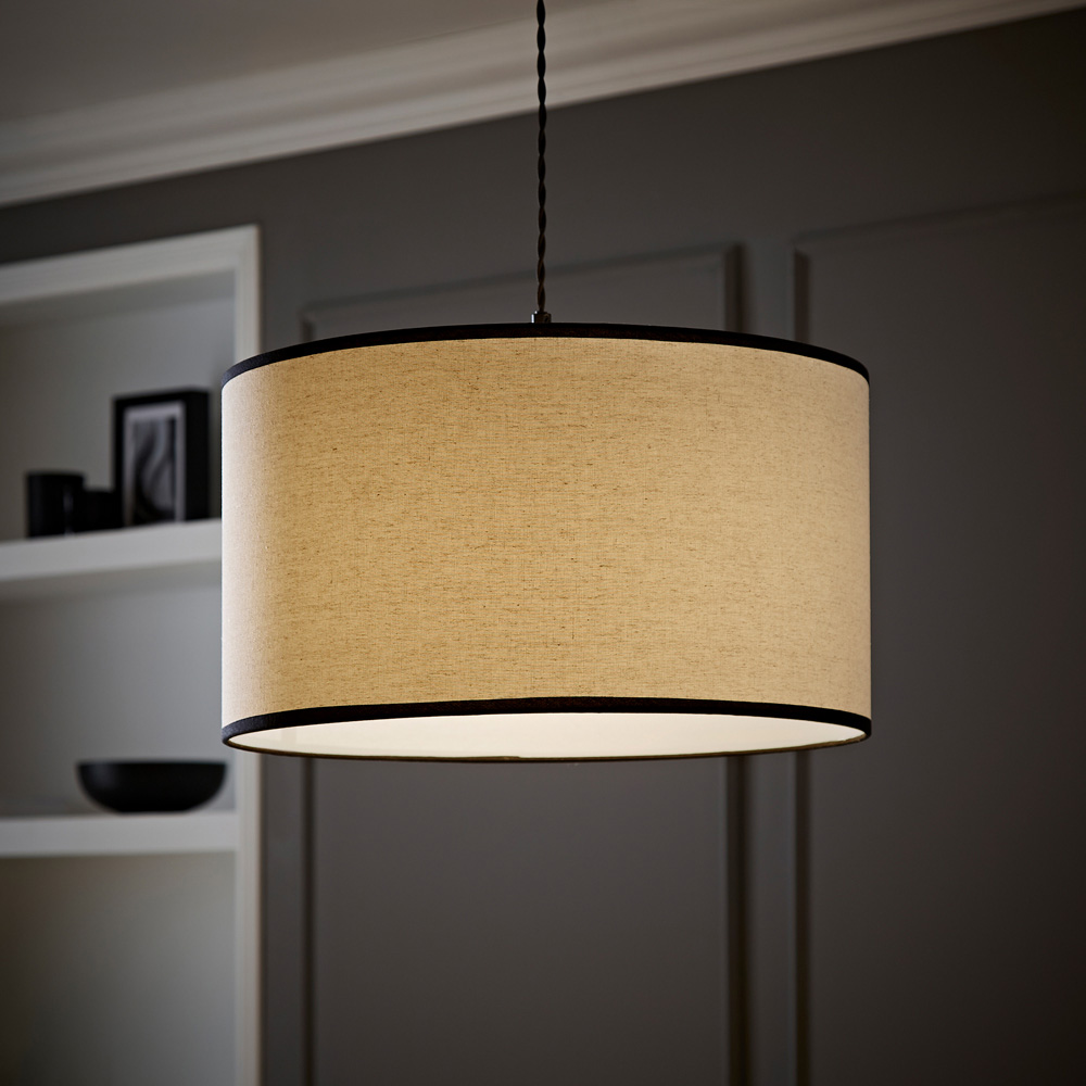 ValueLights Eva Linen Large Drum Shade with Black Trim Image 6
