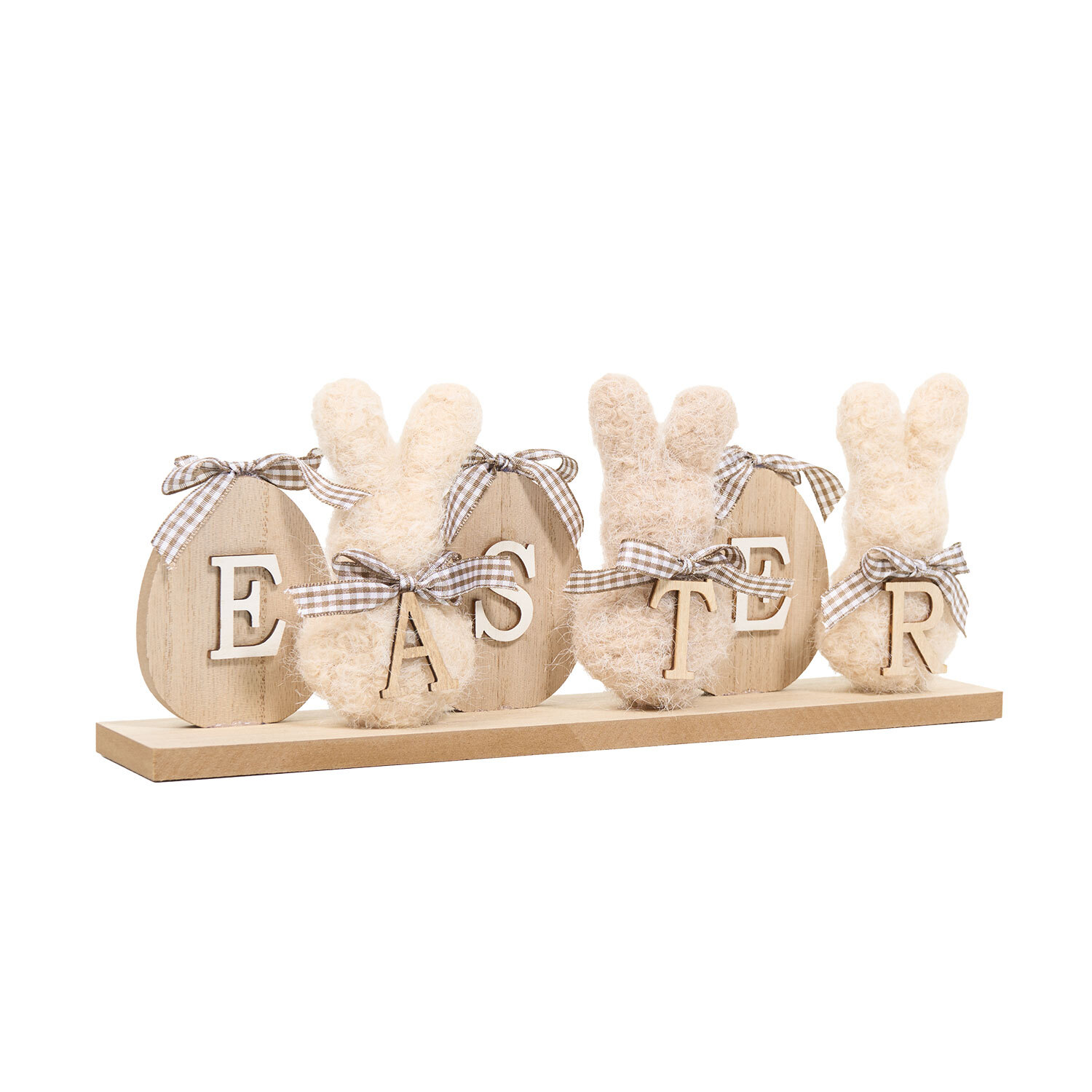 Rabbit and Egg Wooden Ornament Natural Image 2