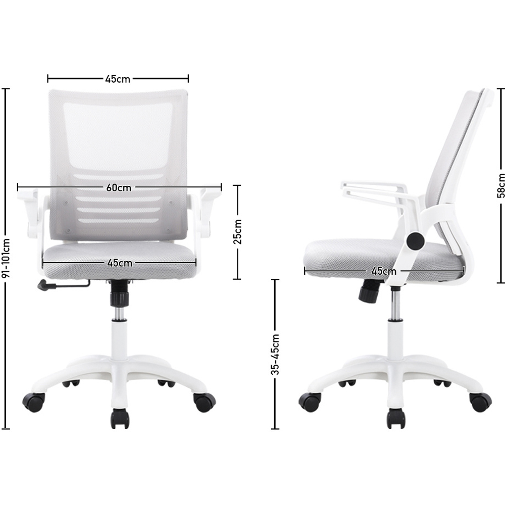 Living and Home White Mesh Ergonomic Swivel Office Chair Image 9
