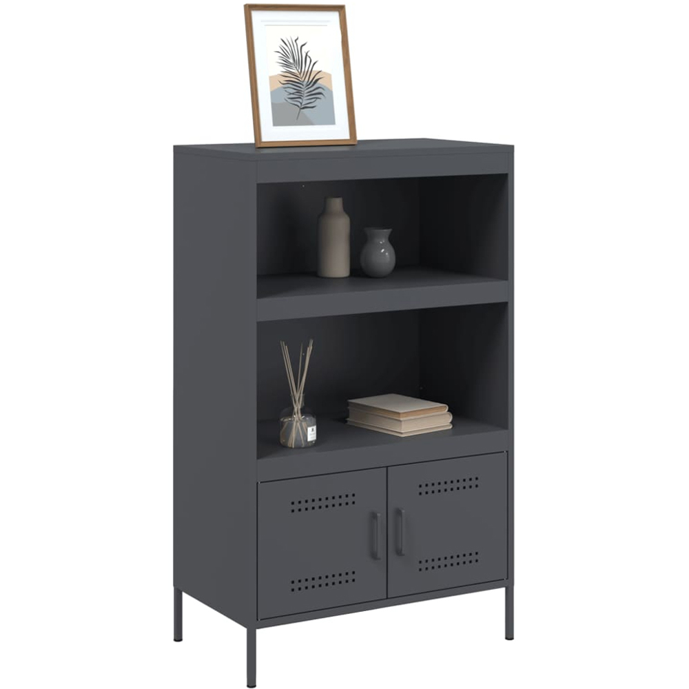 vidaXL 2 Door 2 Shelf Anthracite Metal Highboard Image 4
