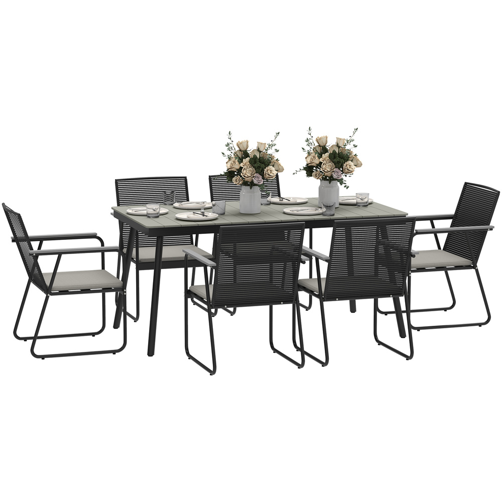 Outsunny 6 Seater Rattan Garden Dining Set Grey Image 2