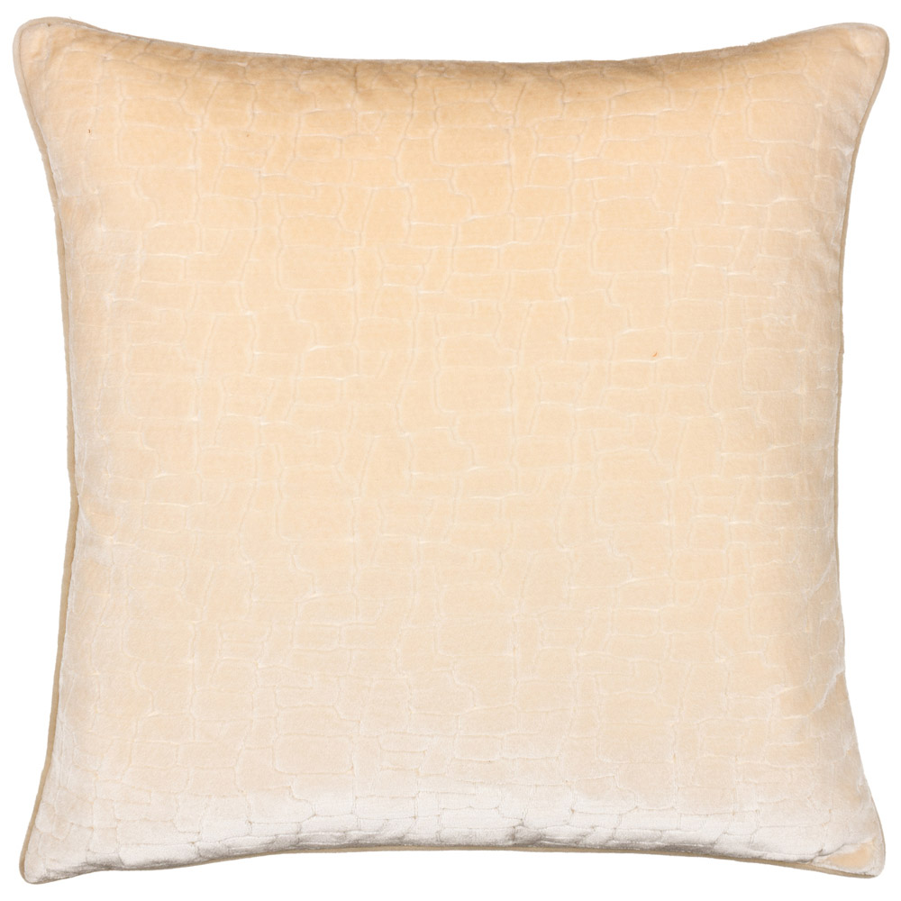 Paoletti Bloomsbury Ivory Geometric Cut Velvet Piped Cushion Image 1