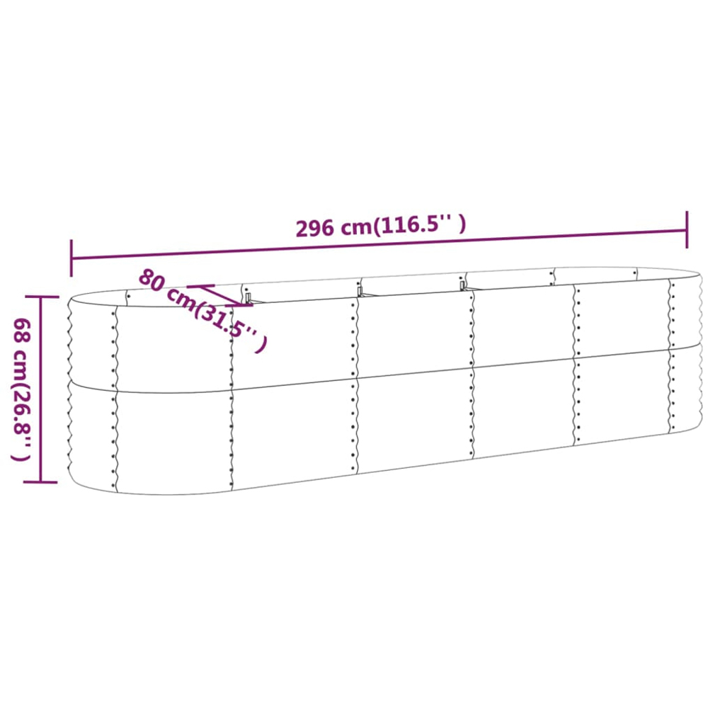 vidaXL Grey Galvanised Steel Garden Planter 296 x 80 x 68cm Image 5