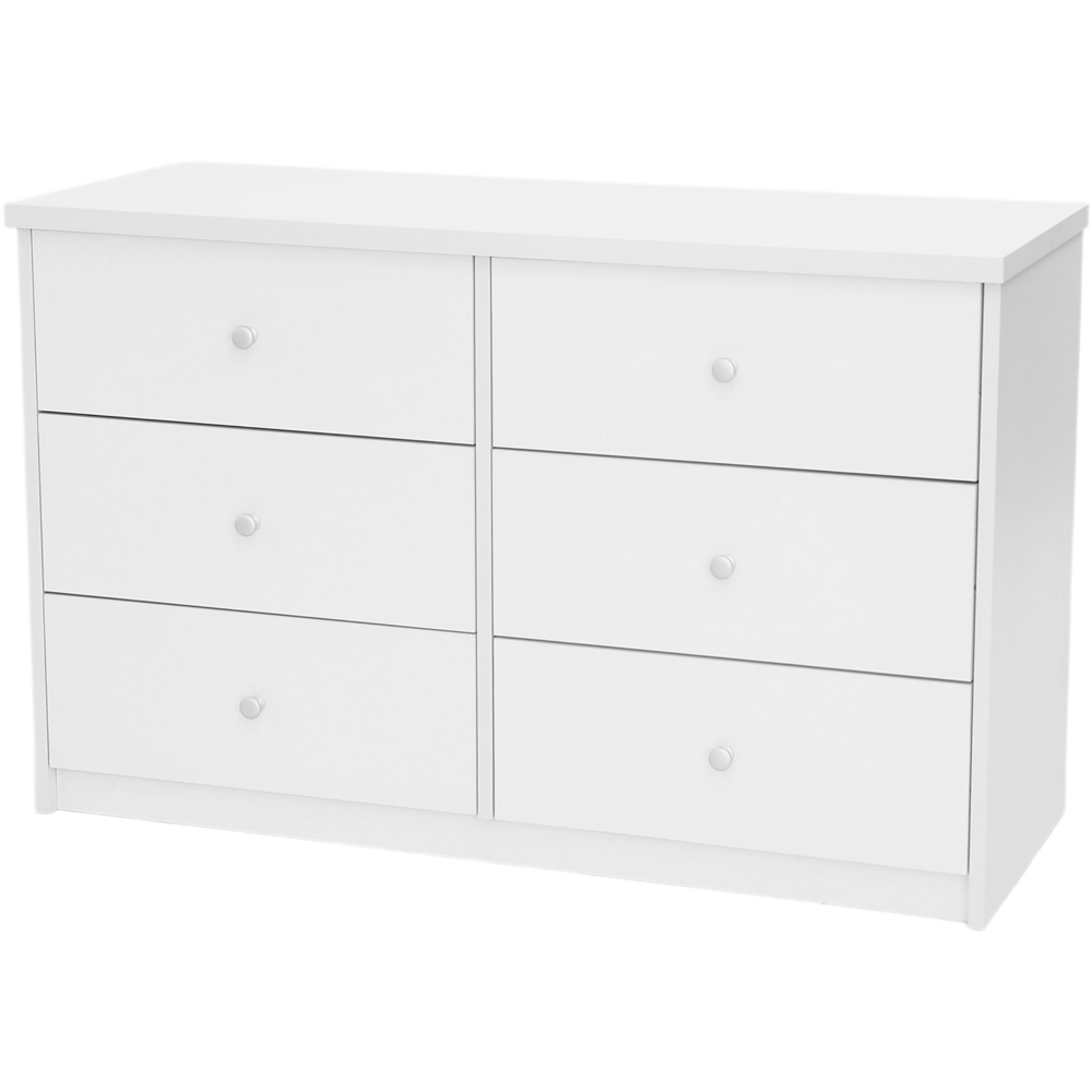 Core Products Erin 6 Drawer White Finish Double Wide Chest of Drawers Image 3