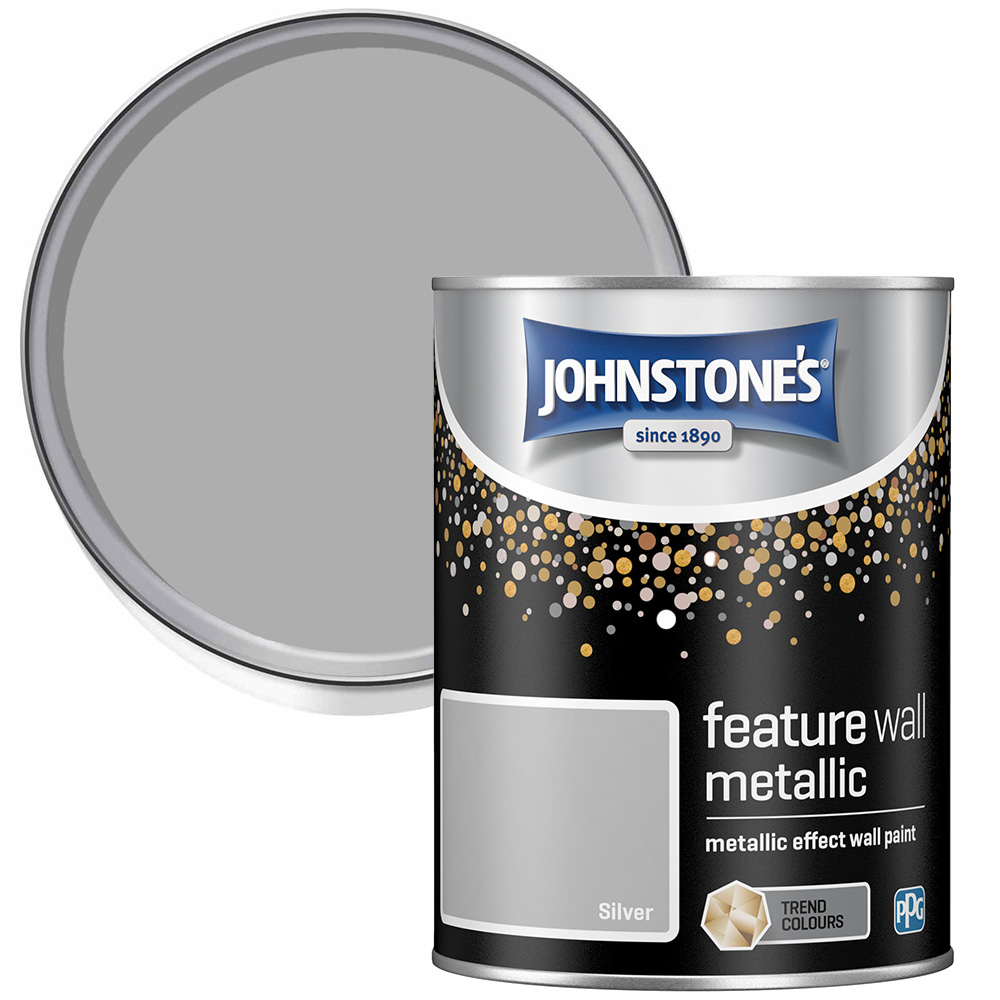 Johnstone's Feature Wall Silver Metallic Paint 1.25L Image 1