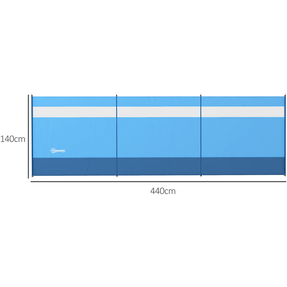 Outsunny Blue Camping Windbreak with Clear Windows and Carry Bag 4.4 x 1.4m Image 9