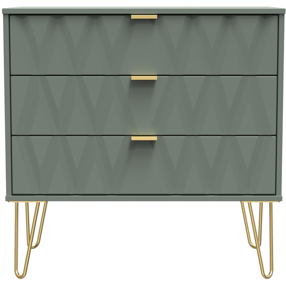 Crowndale Diamond 3 Drawer Reed Green Chest of Drawers Image 3