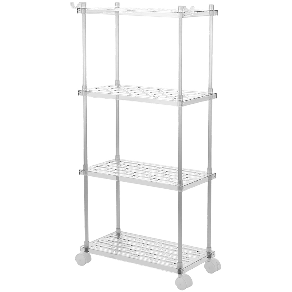 Living and Home 4-Tier Transparent and Silver Storage Cart Image 1