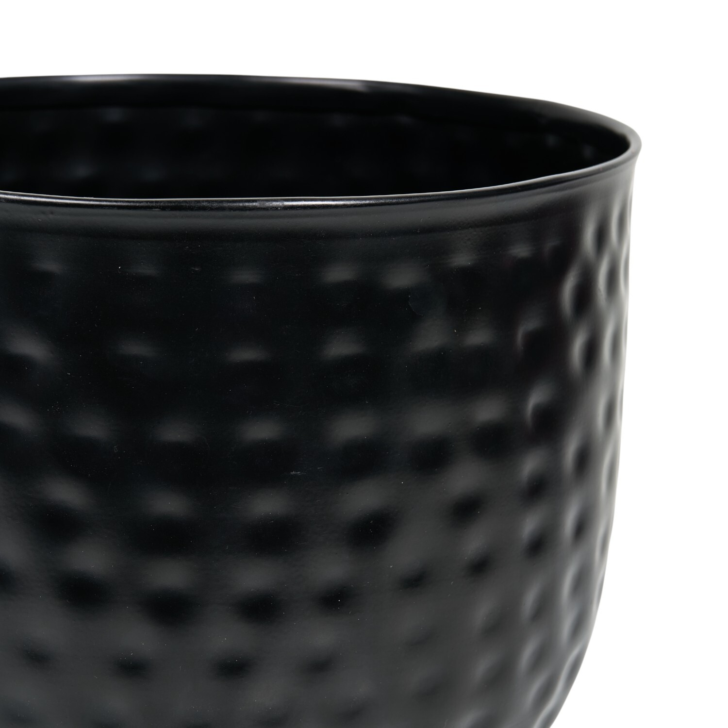 Hammered Round Planter Black Image 3