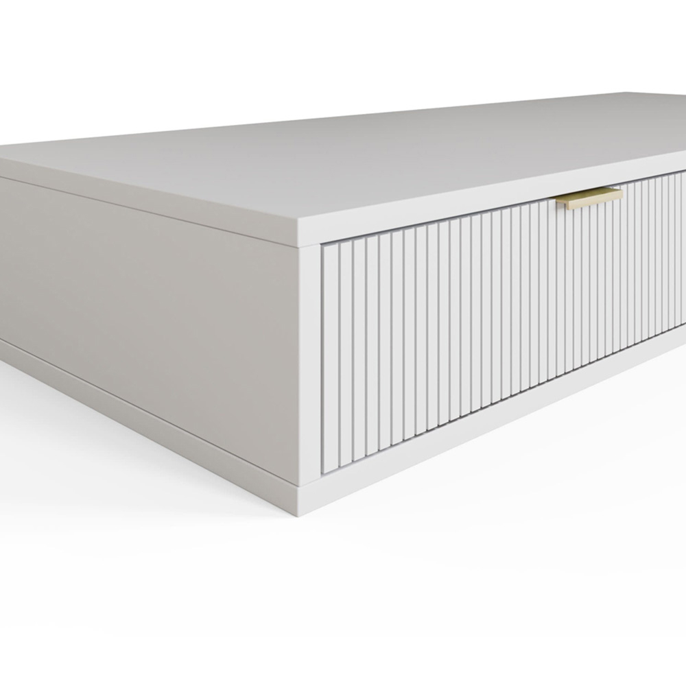GFW Sienna 2 Drawer White Ribbed Wall Mounted Dressing Table Image 6