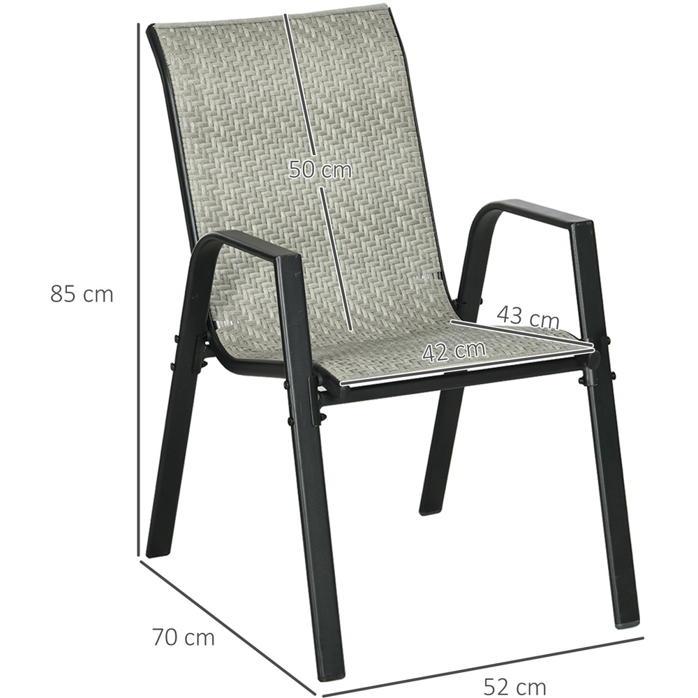 Outsunny Set of 4 Mixed Grey Rattan Chair Image 7
