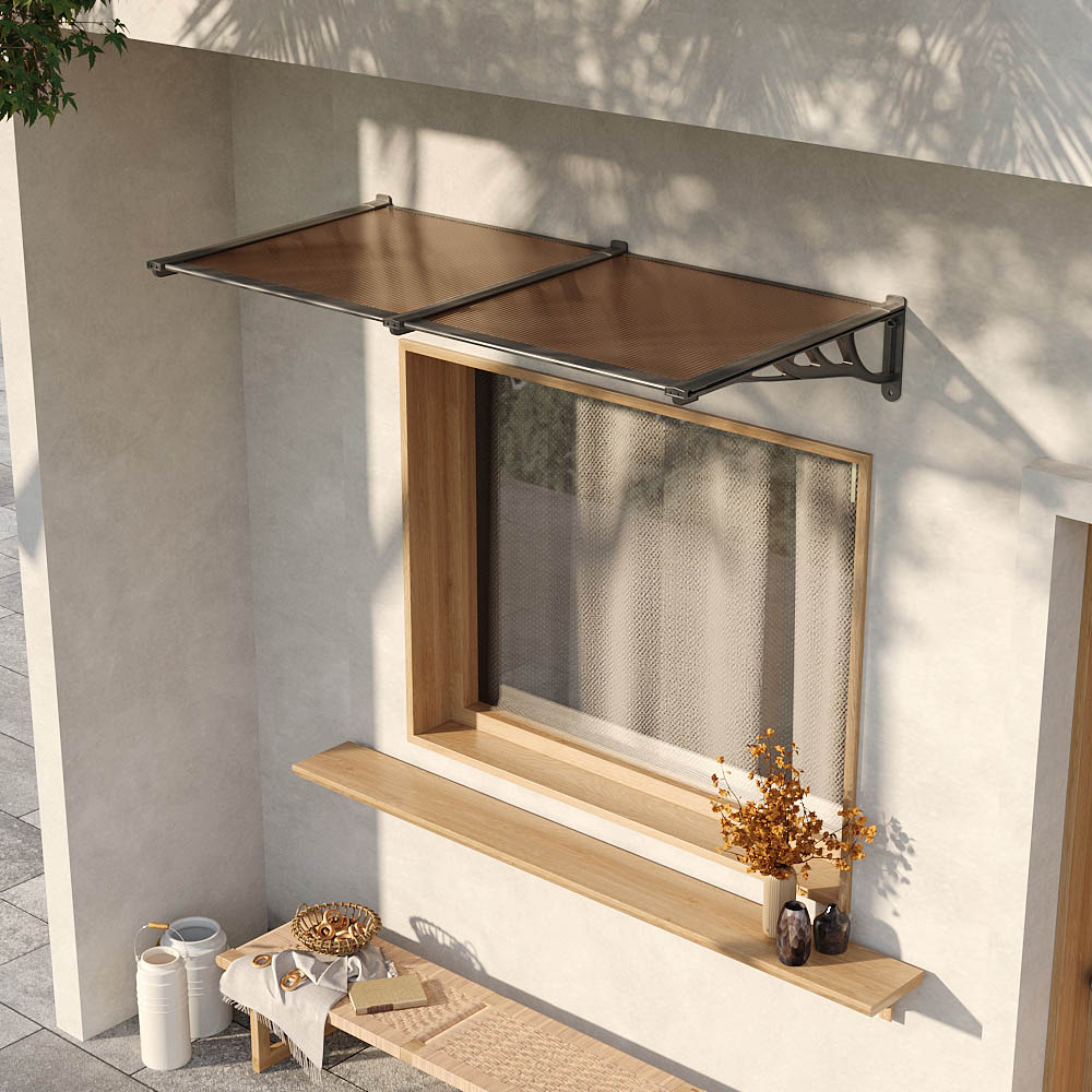 Living and Home Dark Brown Flat Door and Window Canopy 1.9 x 0.9m Image 7