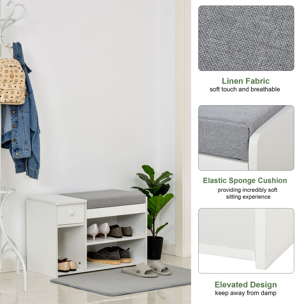 Portland Single Drawer White Shoe Cabinet Image 5