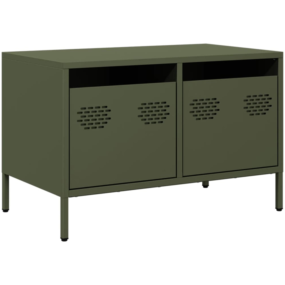 vidaXL 2 Drawer Olive Green Cold-Rolled Steel TV Cabinet Image 2