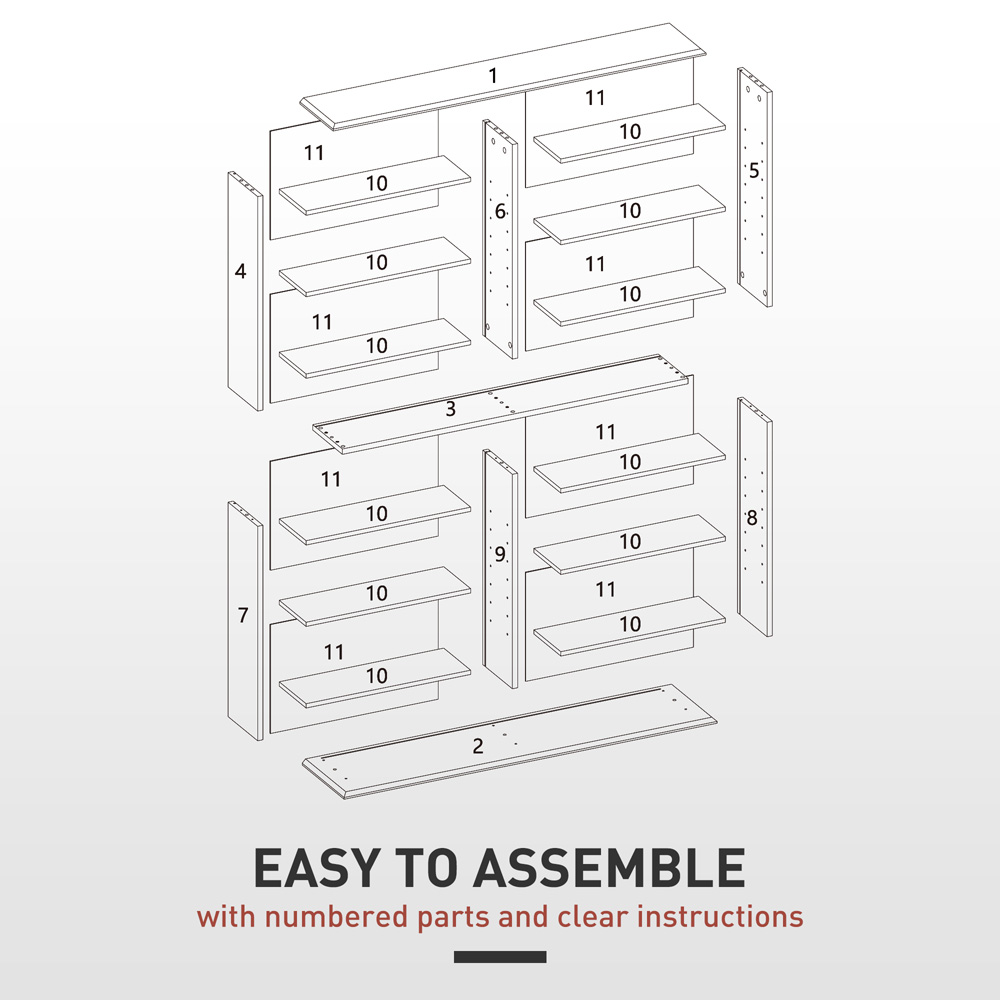 HOMCOM 16 Shelf Black CD Storage Unit Image 7