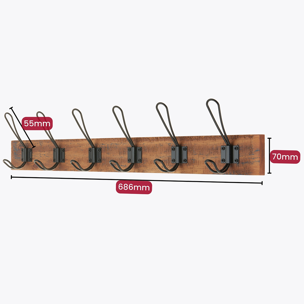 Headbourne Black 6 Hook Coat Rail Image 5