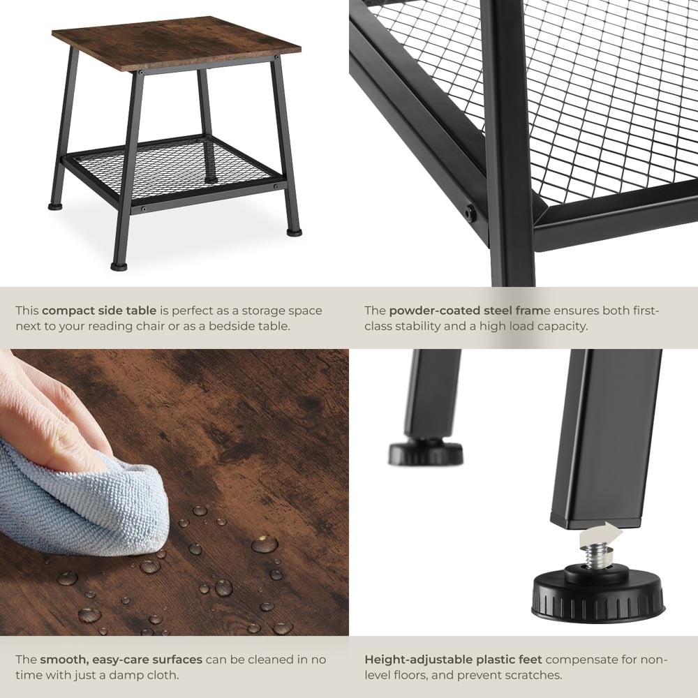 tectake Bedford Dark Wood Bedside Table Image 4