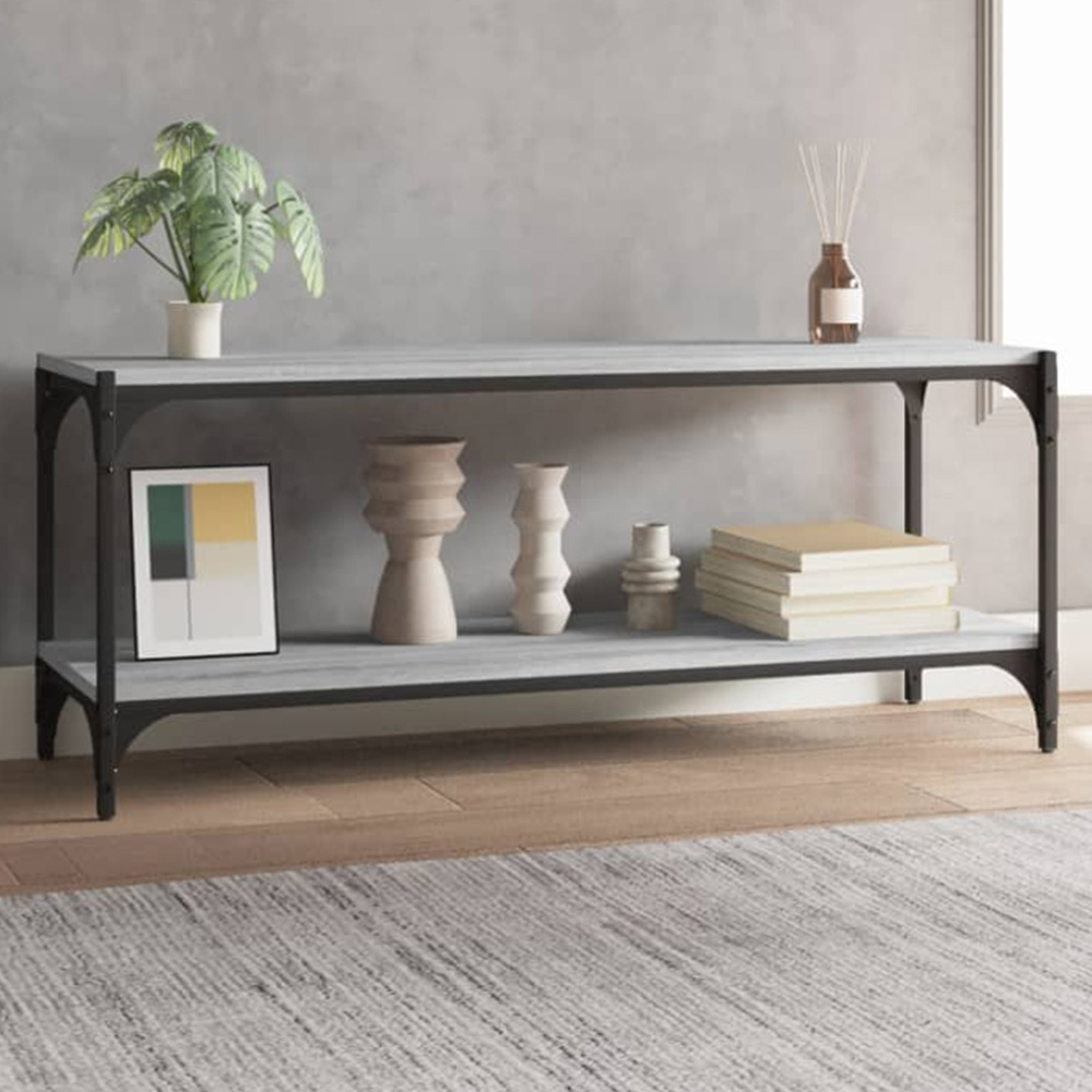 vidaXL 2 Shelf Grey Sonoma Wood and Steel TV Cabinet Image 1