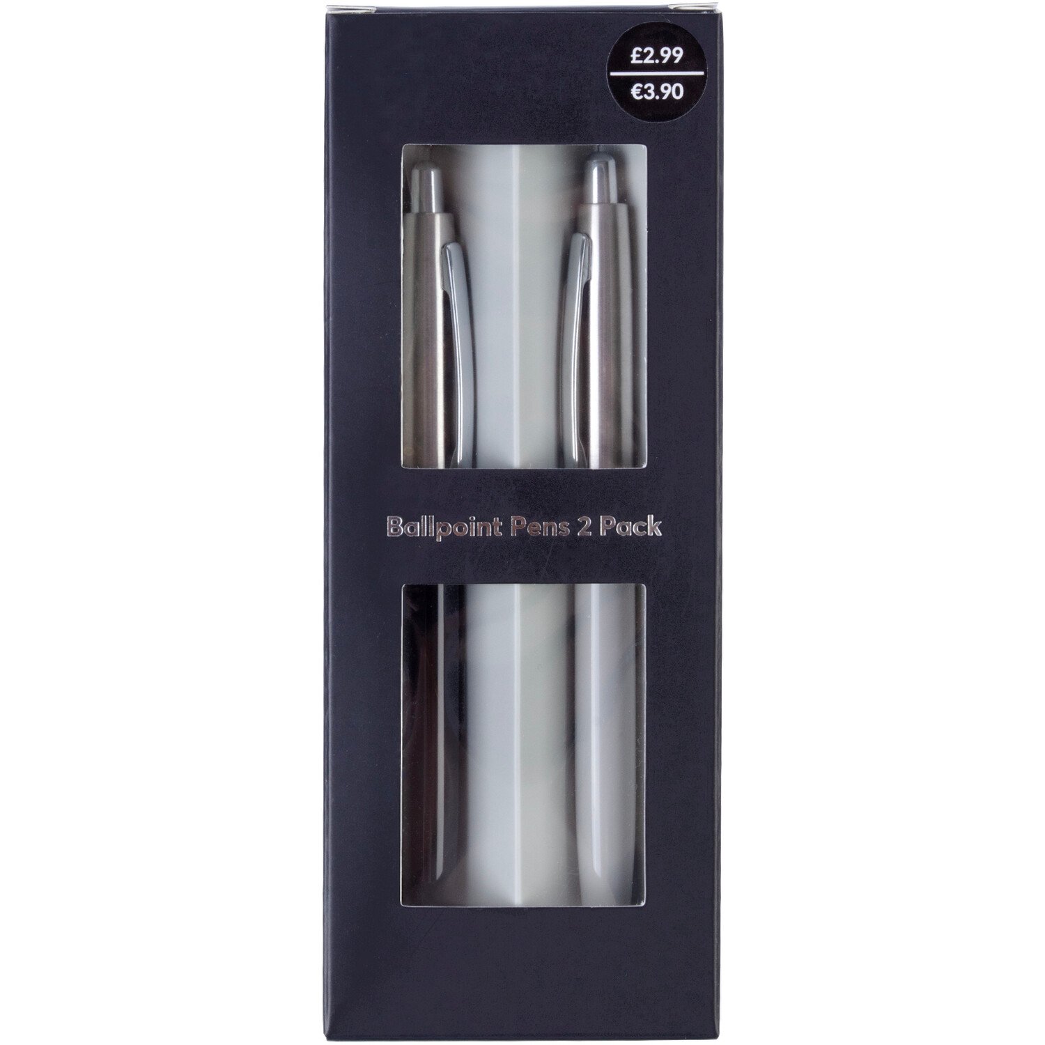 Pack of 2 Black & Grey Metal Pens Image 2