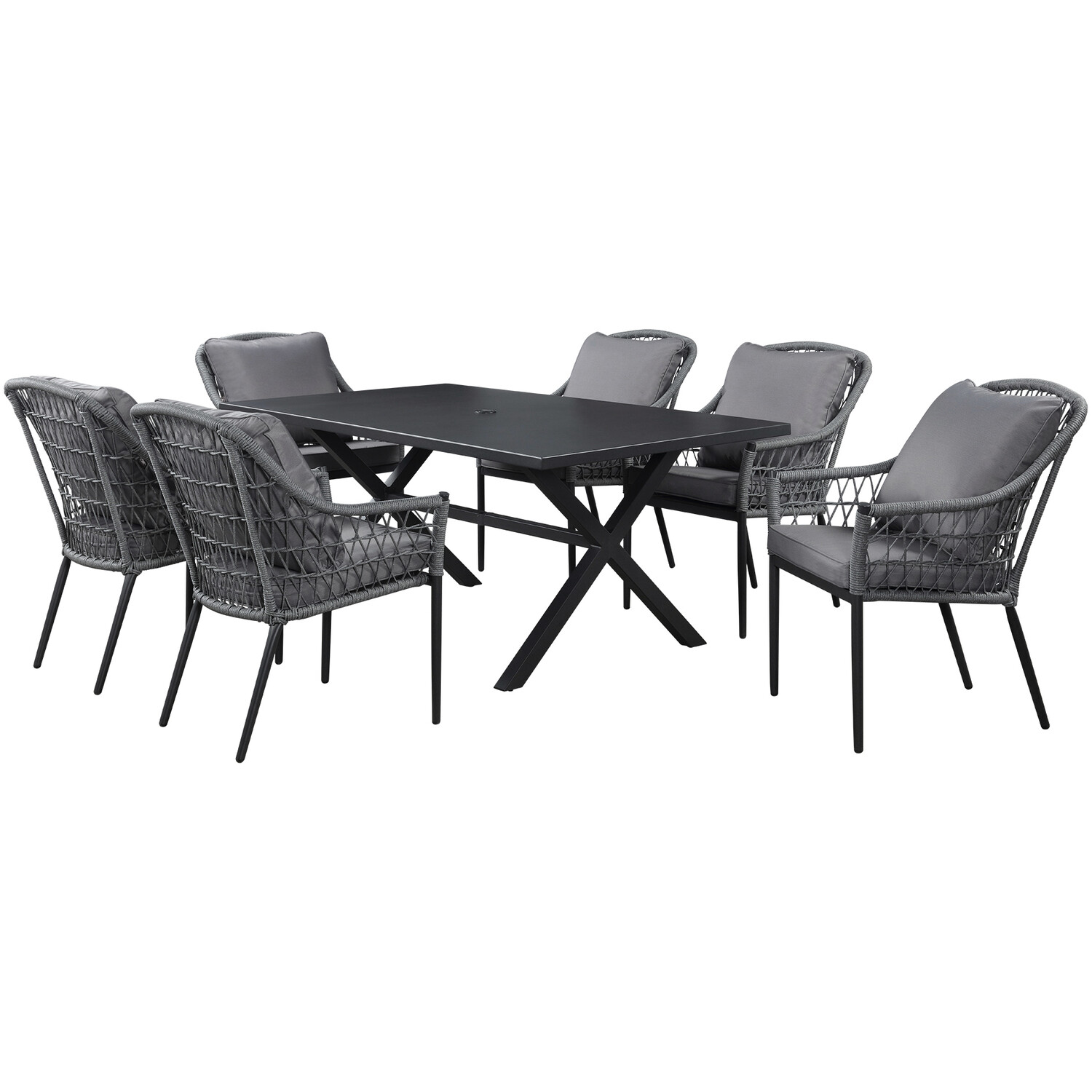 Malay Paradise 6 Seater Dining Set Grey Image 3