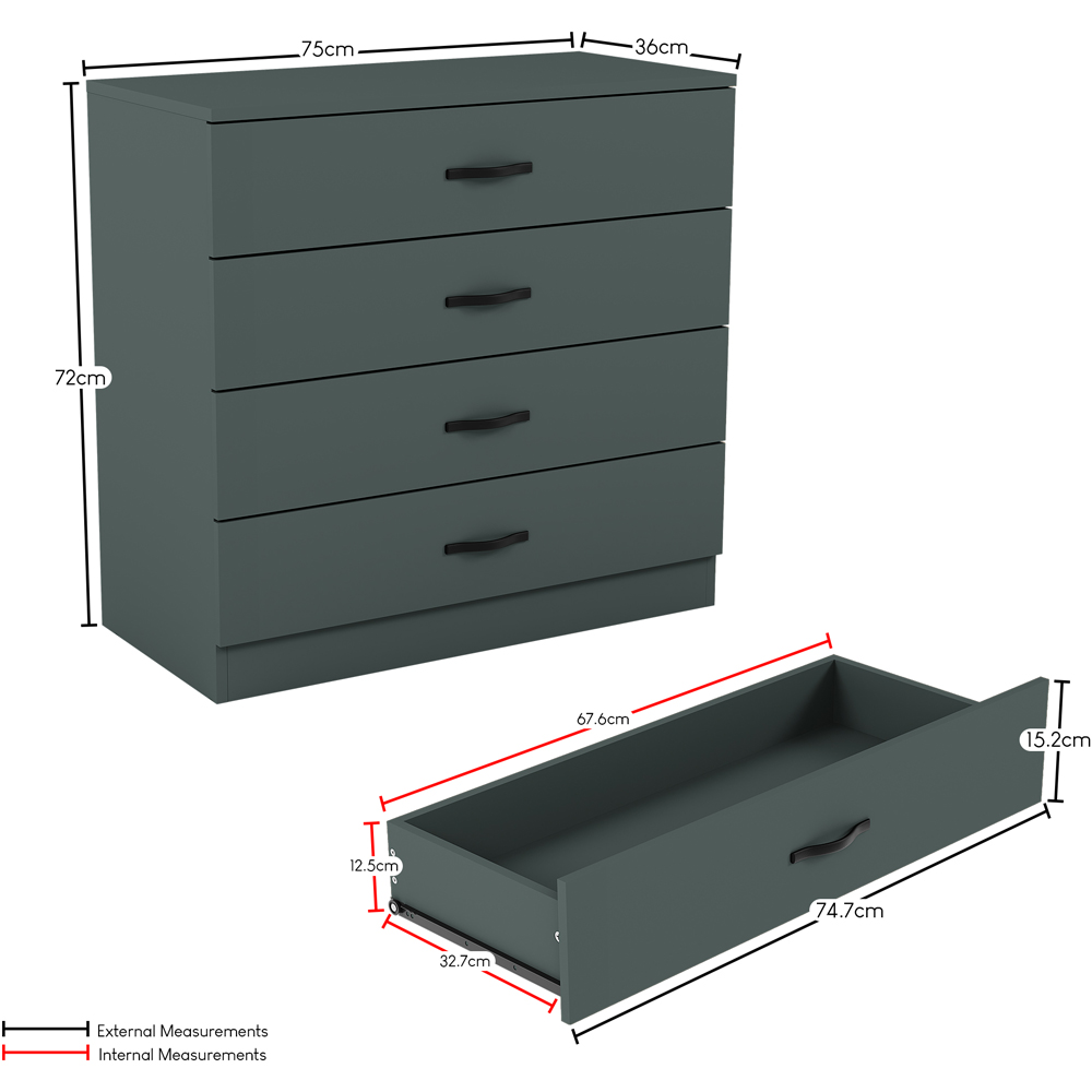 VIDA DESIGNS Riano 4 Drawer Jasper Green Chest of Drawers Image 9