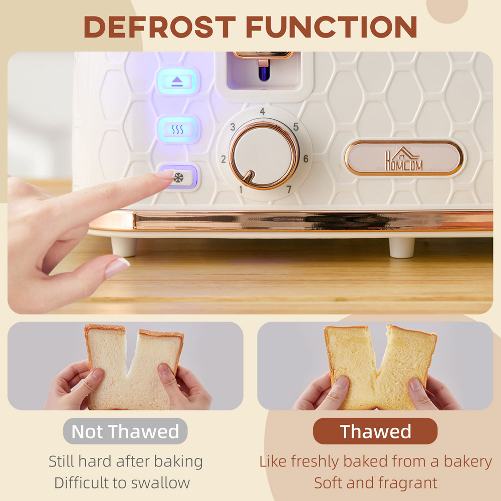 HOMCOM 800-208V70CW White Honeycomb 4 Slot Toaster 1600W Image 5