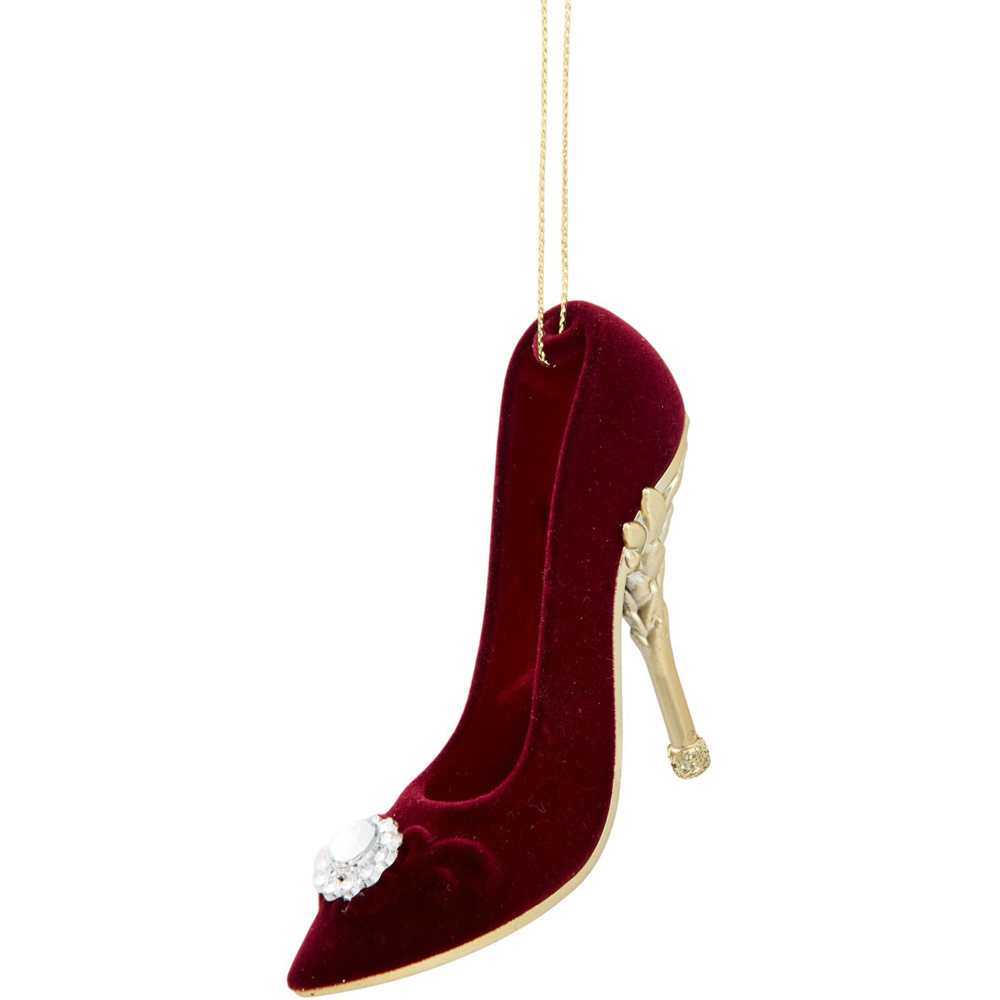 Flocked Shoe Hanging Decoration Burgundy Image 4