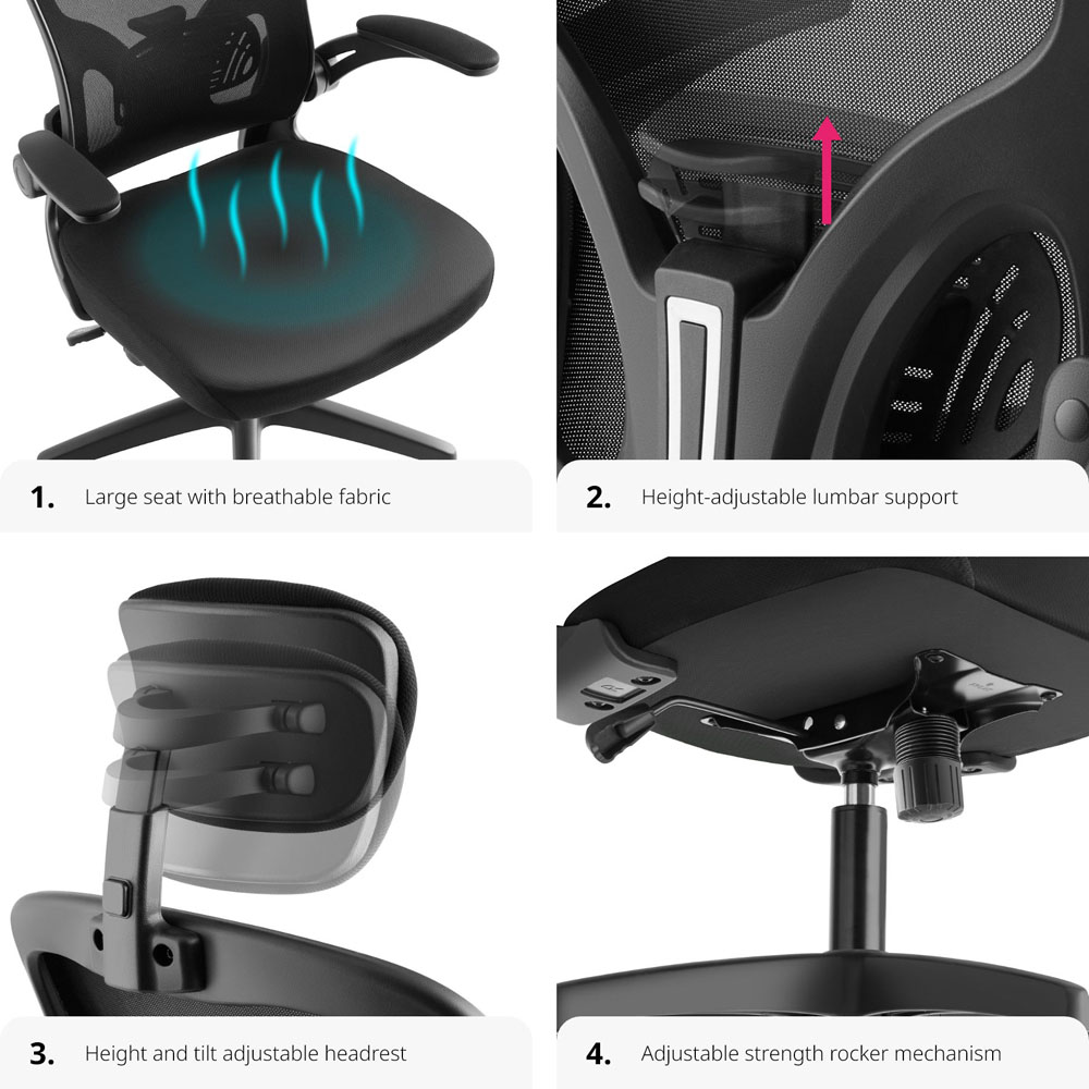 Tectake Arges Black Adjustable Office Chair Image 5