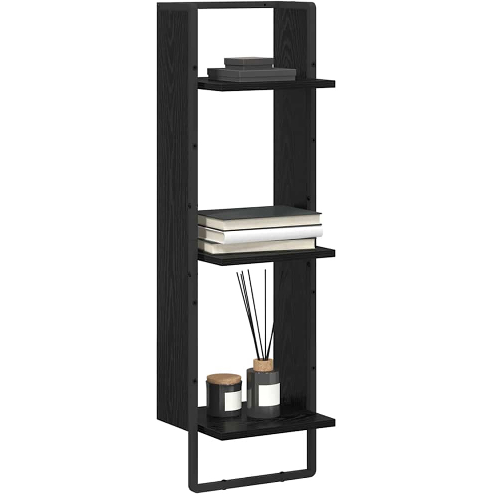vidaXL 3 Shelf Black Oak Wall Shelf Image 3