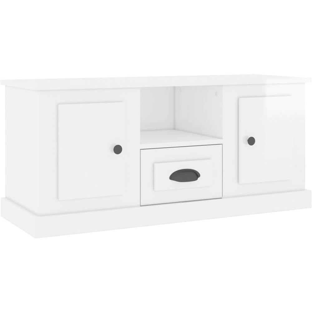 vidaXL 2 Door Single Drawer Single Shelf White Wooden TV Cabinet Image 2